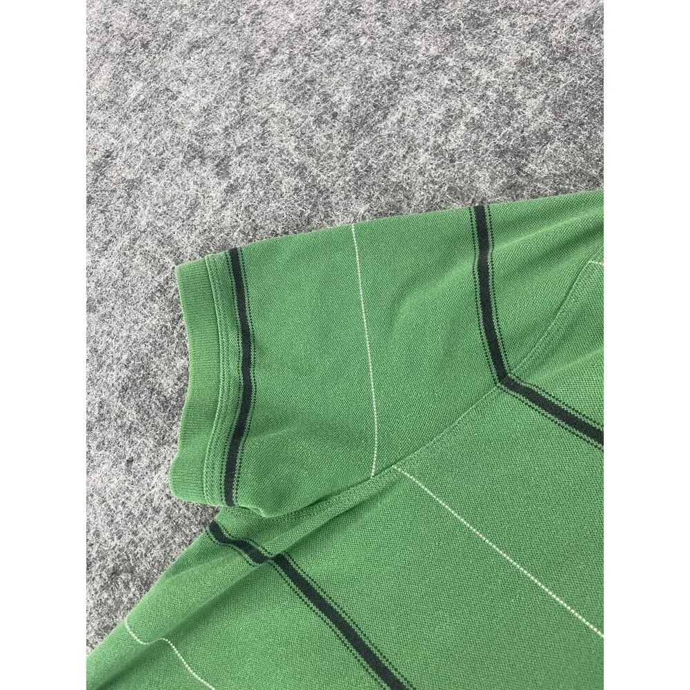 Banana Republic Polo Shirt Mens Extra Large Striped Green Logo Short Sleeve N248